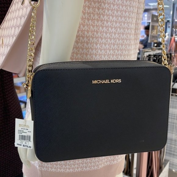 Michael Kors Handbags - Michael Kors Jet Set Item Large East West Zip Crossbody Leather Black